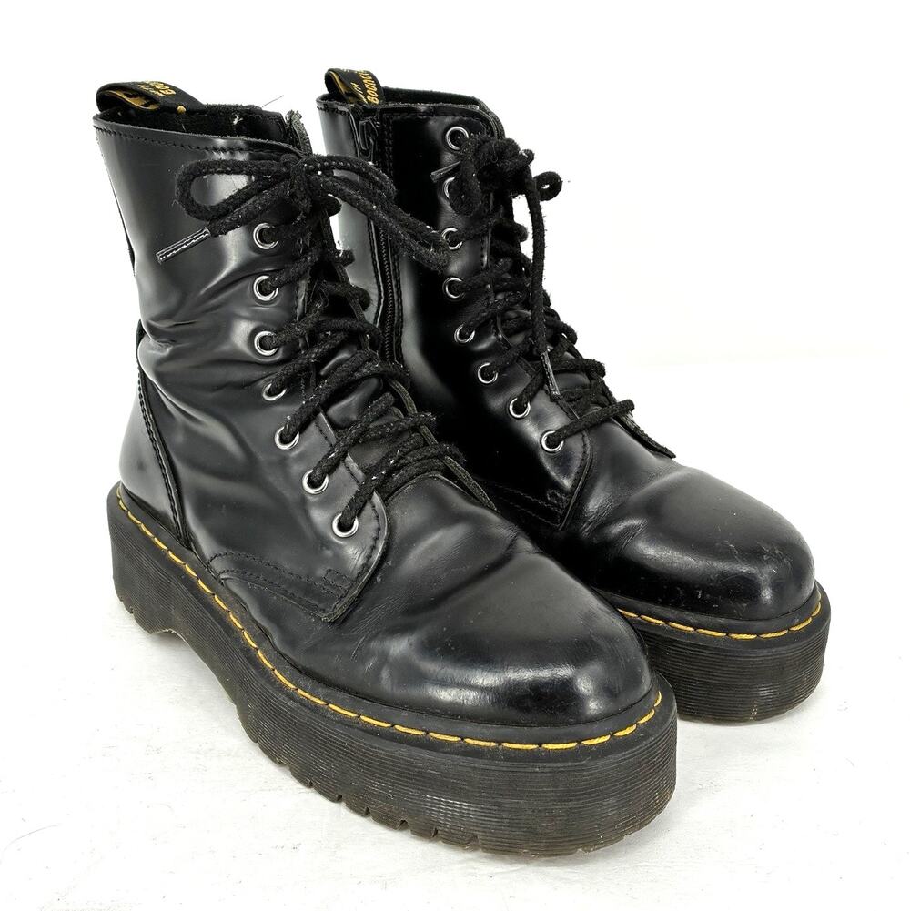Dr Martens Jadon Platform Boots Womens 10 EU 42 Black Leather Side Zip Combat